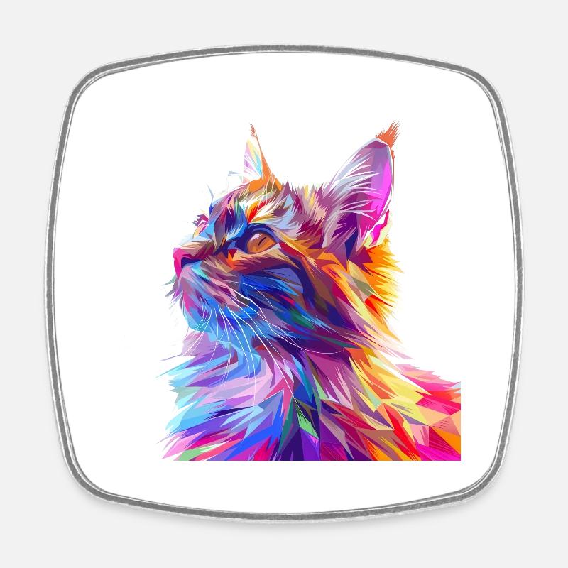 Polygon Katze Comic Style - Viereckiger Kühlschrankmagnet - Weiß