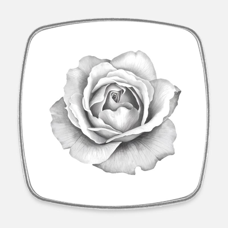 Weiße Rose - Viereckiger Kühlschrankmagnet - Weiß