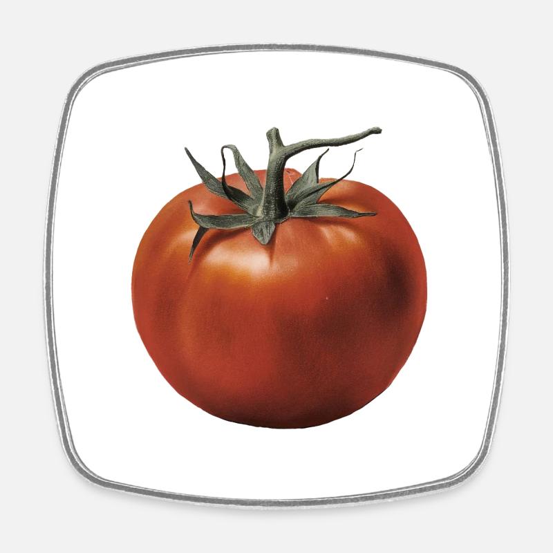 Red tomato - Square fridge magnet - white