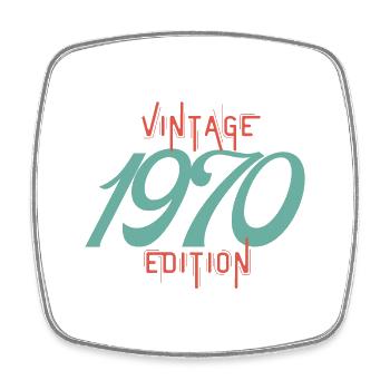 Vintage-Ausgabe aus den 1970er Jahren - Viereckiger Kühlschrankmagnet - Weiß - Vorne