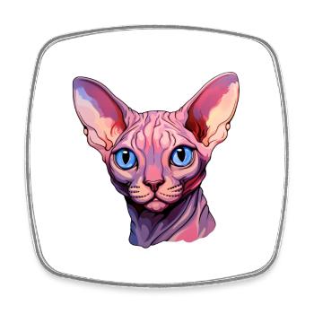 Sphynx-Katzenkopf - Viereckiger Kühlschrankmagnet - Weiß - Vorne