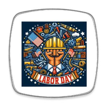 LaborDay - Viereckiger Kühlschrankmagnet - Weiß - Vorne