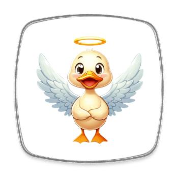 Mignon canard ange Halo - Magnet carré - blanc - Devant