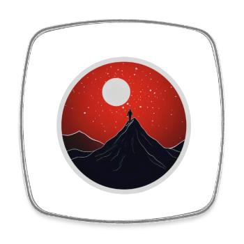 Bergwanderer minimalistisches Design - Viereckiger Kühlschrankmagnet - Weiß - Vorne