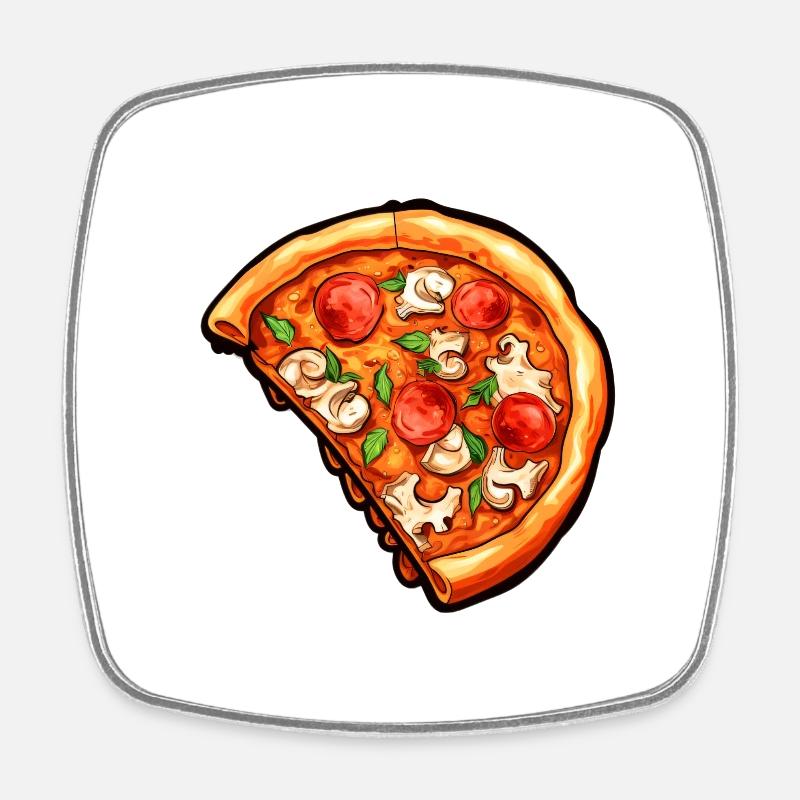 Demi-pizza - Magnet carré - blanc