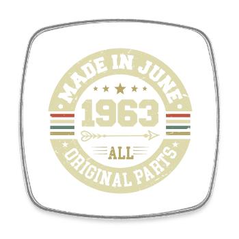 June 1963 Birthday Present June 1963 June 1963 - Square fridge magnet - white - Front