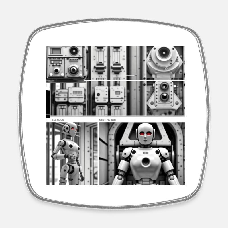 Robot - Magnet carré - blanc