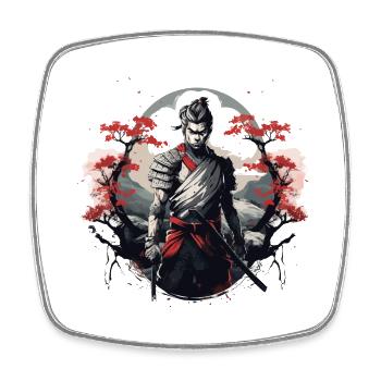 Samurai Japan Kirschbaum Landschaft - Viereckiger Kühlschrankmagnet - Weiß - Vorne