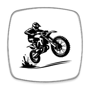 Gelände Maschine im Sprung Hobby Enduro Motorsport - Viereckiger Kühlschrankmagnet - Weiß - Vorne