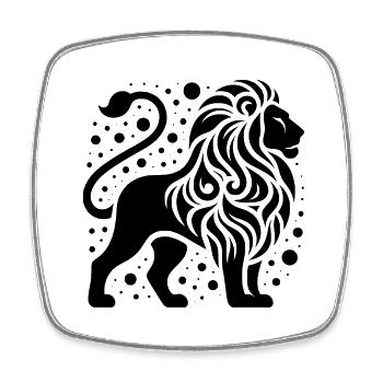 Fier lion à crinière sauvage - Magnet carré - blanc - Devant