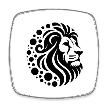 Fière tête de lion à crinière sauvage - Magnet carré - blanc - Devant