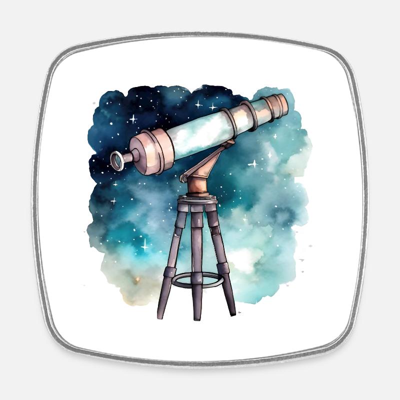 Télescope - Magnet carré - blanc