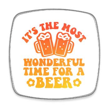 It's The Most Wonderful Time For A Beer - Viereckiger Kühlschrankmagnet - Weiß - Vorne