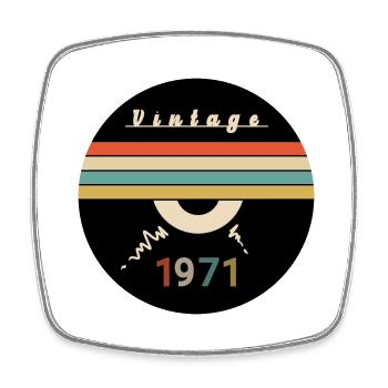 1971 - Vintage - Viereckiger Kühlschrankmagnet - Weiß - Vorne