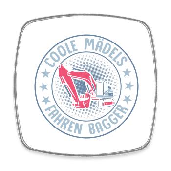 Cool girls driving excavator woman excavator driver - Square fridge magnet - white - Front
