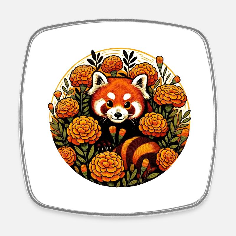 Petit panda - Magnet carré - blanc