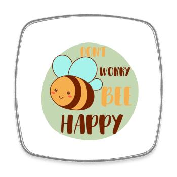 Don`t worry Bee Happy - Viereckiger Kühlschrankmagnet - Weiß - Vorne