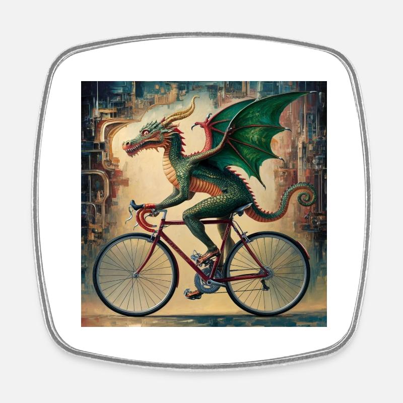 Ein surreales Gemälde eines mythischen Drachen - Viereckiger Kühlschrankmagnet - Weiß