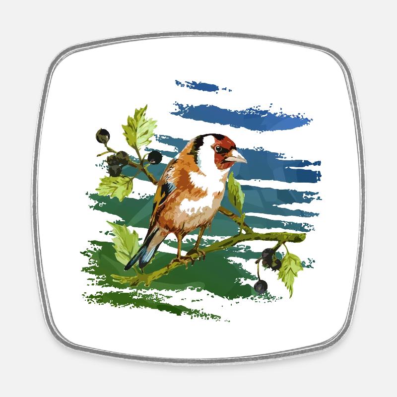 Pájaro colorido - Imán de nevera cuadrado - blanco