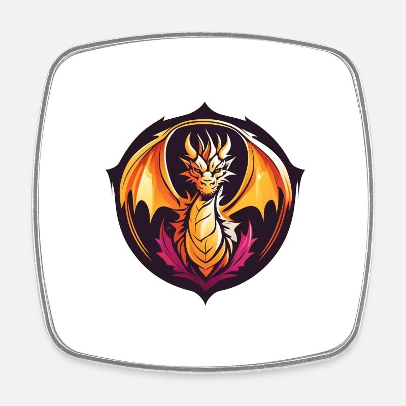 Dragon - Magnet carré - blanc