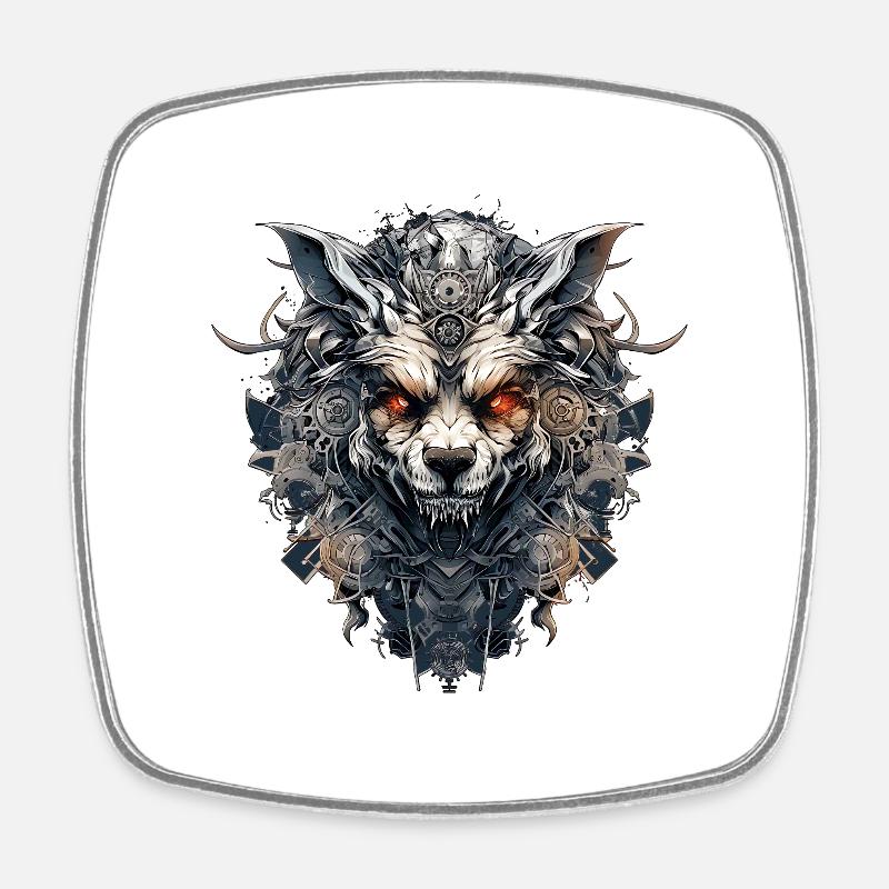 Wolfsgebilde - Viereckiger Kühlschrankmagnet - Weiß