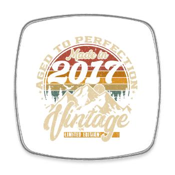 Made in 2017 Vintage Limited Edition Gift - Square fridge magnet - white - Front