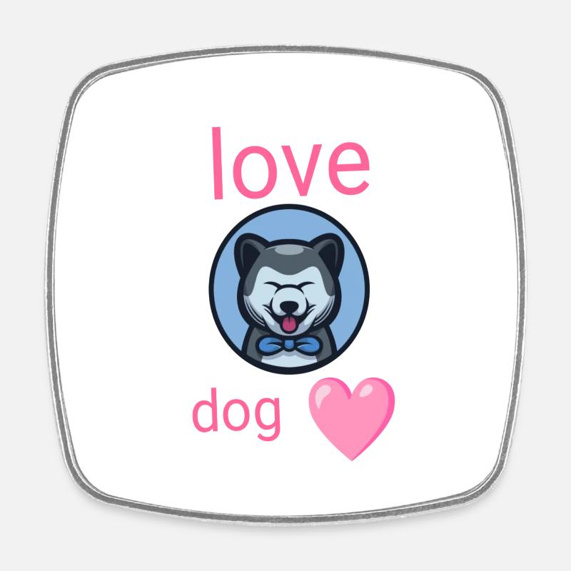 Love dog - Square fridge magnet - white