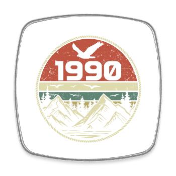 Vintage 1990 Classique 1990 rétro 1990 Cadeau 1990 - Magnet carré - blanc - Devant