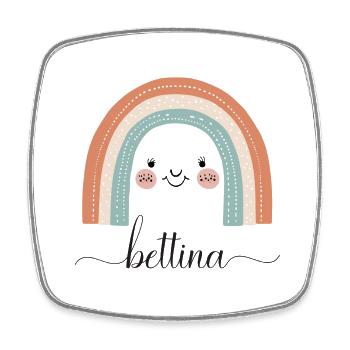 Bettina! Rainbow, customizable - Square fridge magnet - white - Front
