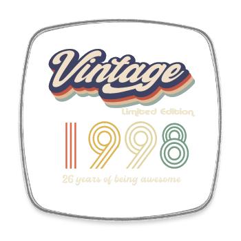 Jahrgang 1998 Vintage Retro Geburtstagsgeschenk - Viereckiger Kühlschrankmagnet - Weiß - Vorne