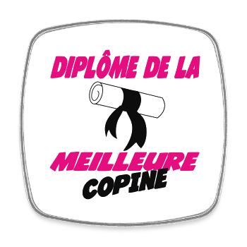 Diplome de la meilleure COPINE 2848 - Magnet carré - blanc - Devant