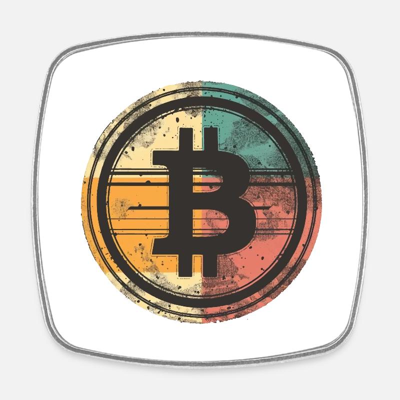 Bitcoin BTC Kryptos Kryptowährung Crypto - Viereckiger Kühlschrankmagnet - Weiß