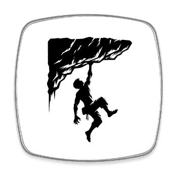 Escalade libre sur des rochers en surplomb - Magnet carré - blanc - Devant