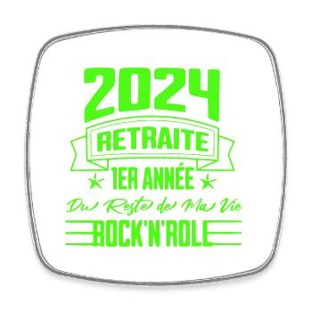"2024 Rock 'n' Roll Retreat - Erstes Jahr" - Viereckiger Kühlschrankmagnet - Weiß - Vorne