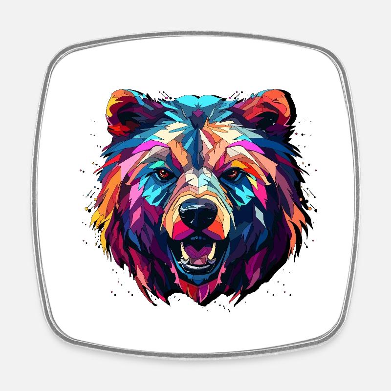Conception abstraite de l’ours - Impression d’ours - Magnet carré - blanc