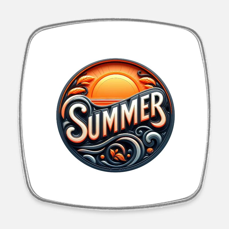 Sommer - Viereckiger Kühlschrankmagnet - Weiß