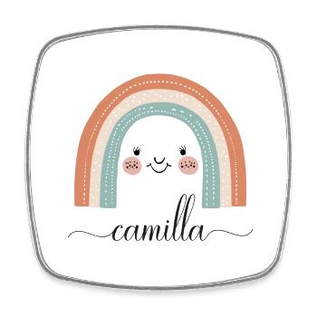 Camilla! Regenbogen Design, personalisierbar - Viereckiger Kühlschrankmagnet - Weiß - Vorne
