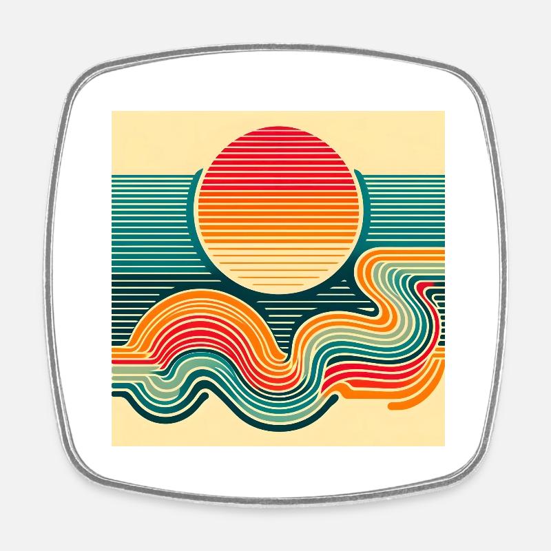 Sunset Retro 2 - Square fridge magnet - white
