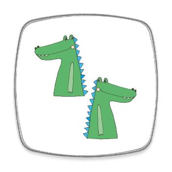 Crocodile for two - Square fridge magnet - white - Front