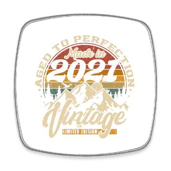 Made in 2021 Vintage Limited Edition Geschenk - Viereckiger Kühlschrankmagnet - Weiß - Vorne