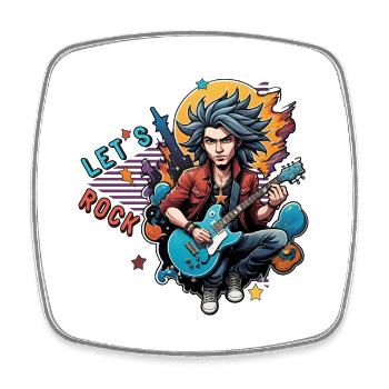 Let's Rock - Viereckiger Kühlschrankmagnet - Weiß - Vorne
