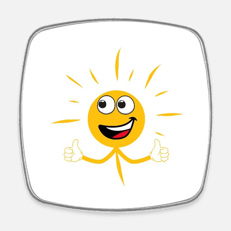 Sun that raises its thumbs - Square fridge magnet - white