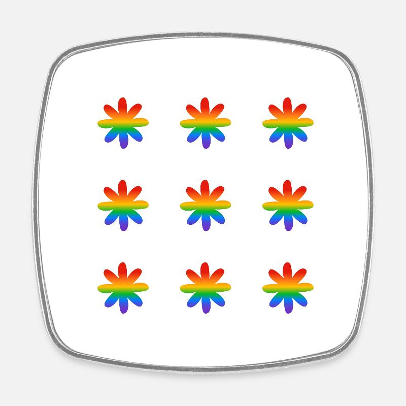 Rainbow Flowers - Square fridge magnet - white