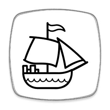 Piratenschiff - Viereckiger Kühlschrankmagnet - Weiß - Vorne