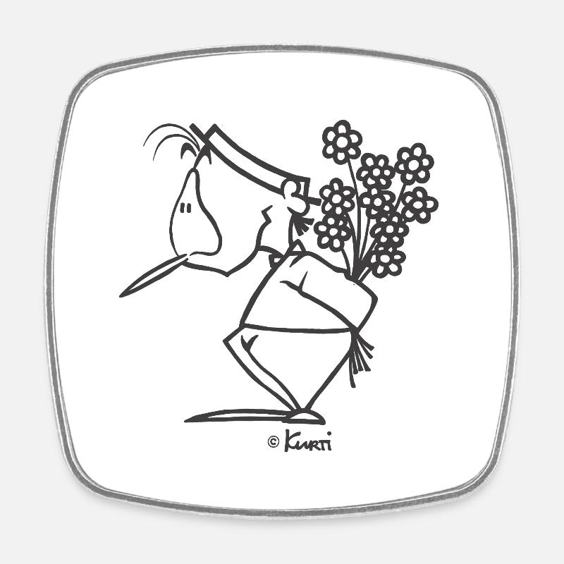 Fleurs de Kurti - Magnet carré - blanc