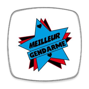MEILLEUR GENDARME - Magnet carré - blanc - Devant