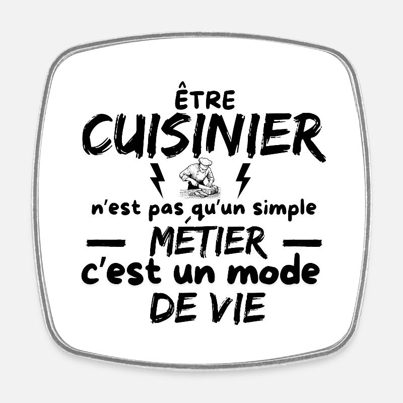CUISINIER - Magnet carré - blanc