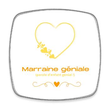 Marraine géniale - Magnet carré - blanc - Devant
