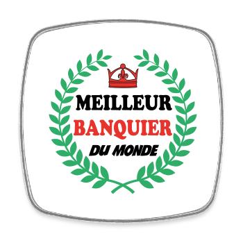 MEILLEUR BANQUIER DU MONDE - Magnet carré - blanc - Devant