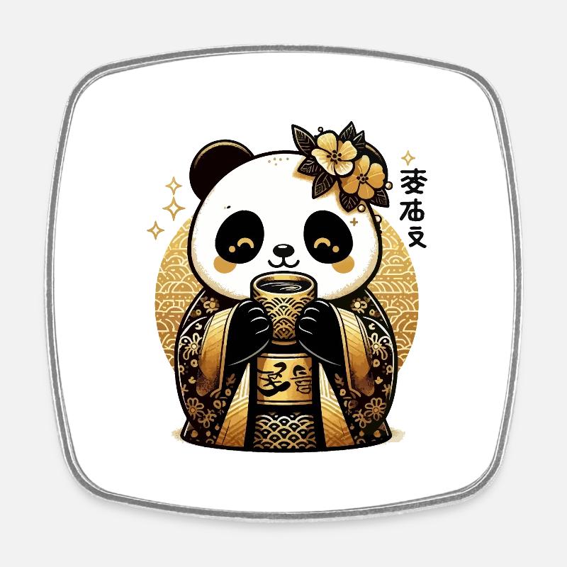 Mignon Panda thé boisson - Magnet carré - blanc